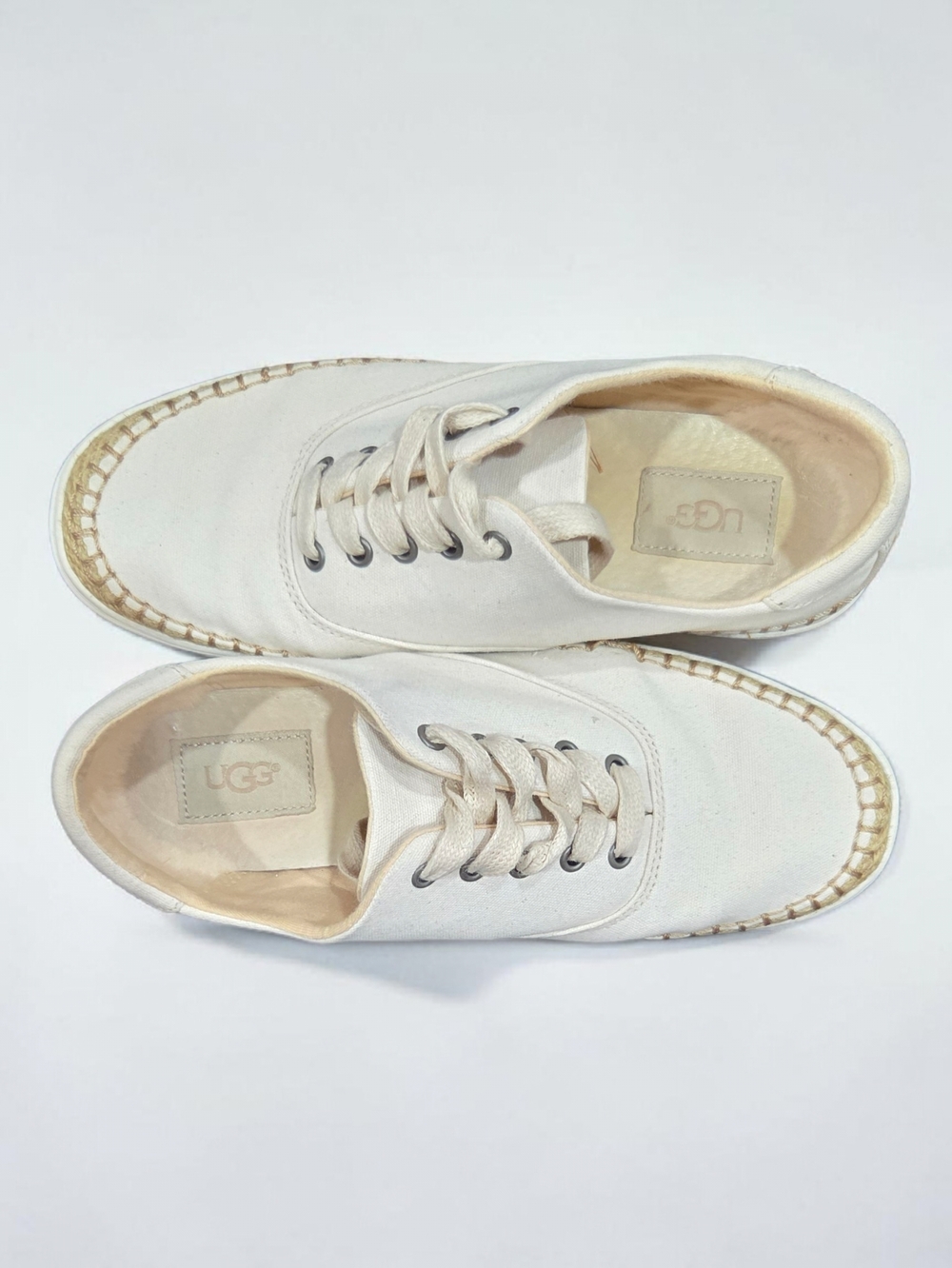 UGG Eyan II Cream Canvas Espadrille Lace-Up Sneakers Size 8 *See All Photos*
